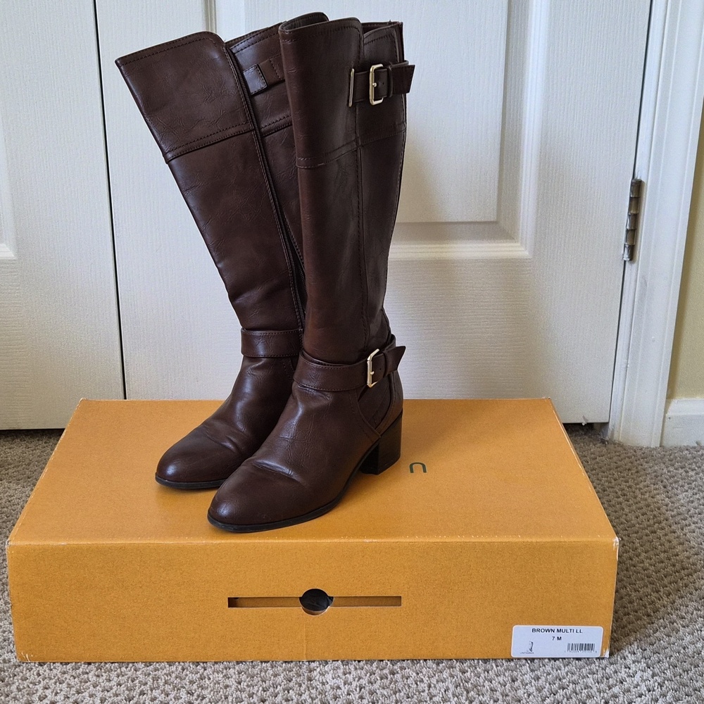 Brown Leather Knee-High Boots
